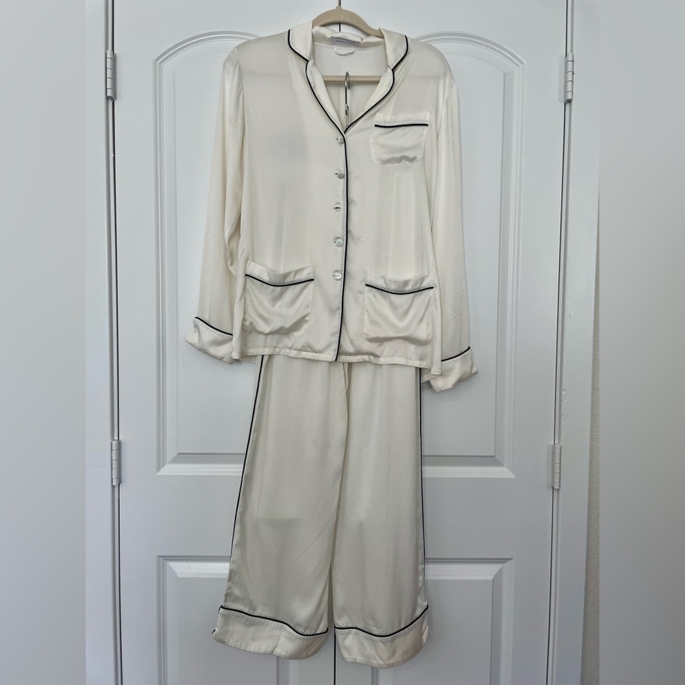 Olivia von Halle Coco Ivory Jet Black Pajamas Size 2